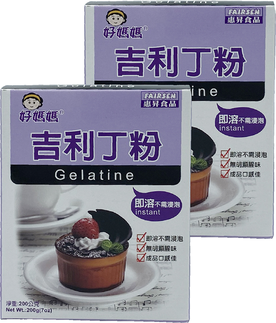 FAIRSEN 惠昇食品 好媽媽 吉利丁粉, 200g, 2盒