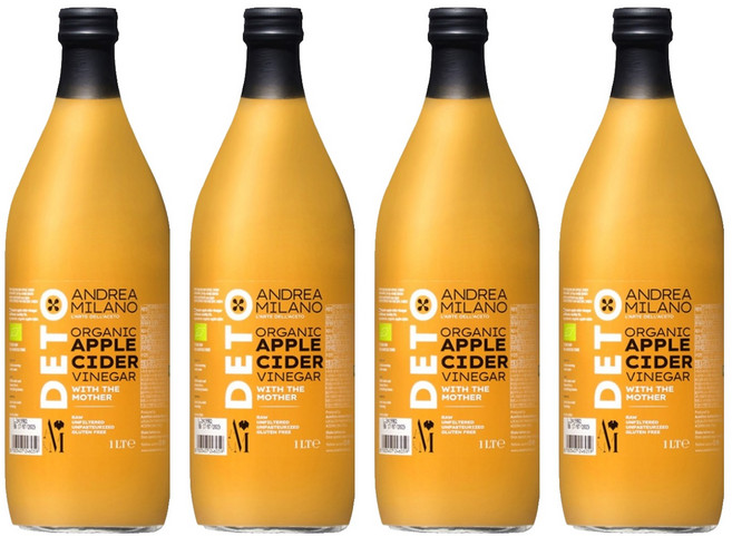 안드레아밀라노 유기농 사과식초, 1L, 4개