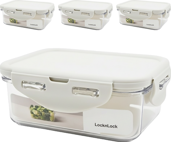LocknLock 樂扣樂扣 BISfree 純淨輕透方形保鮮盒 淺灰色 350ml, 4個容器 + 4個蓋子, 1組