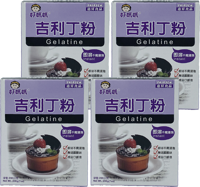 FAIRSEN 惠昇食品 好媽媽 吉利丁粉, 200g, 4盒