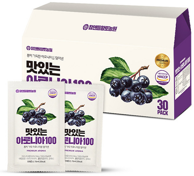 참앤들황토농원 맛있는 아로니아100 즙 30p, 2.1L, 1박스