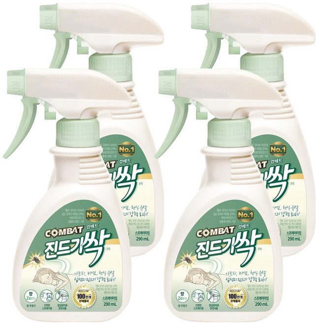 컴배트 진드기싹 스프레이 살충제, 290ml, 4개
