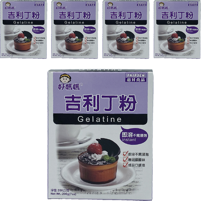 FAIRSEN 惠昇食品 好媽媽 吉利丁粉, 200g, 5盒