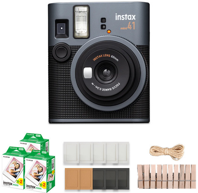인스탁스 미니 즉석카메라 + 미니필름 60장 + 종이액자 + 나무데코, instax mini 41, 1세트