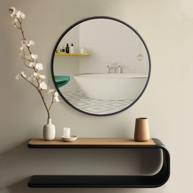 인뮤즈 인테리어 원형 거울 50cm, 블랙