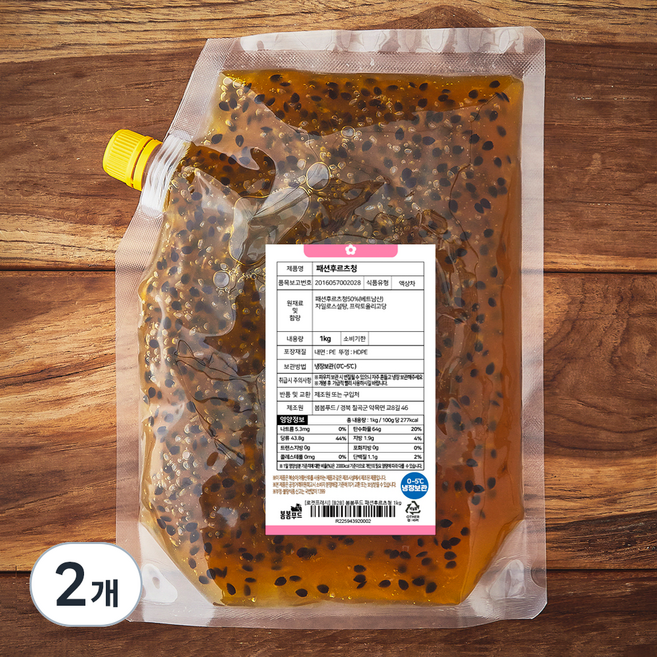 봄봄푸드 패션후르츠청, 1kg, 2개
