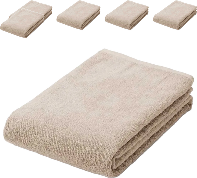 純棉毛巾 74 x 34cm, 卡其棕, 6條