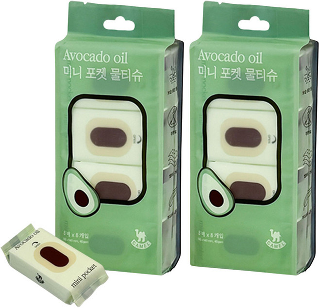 영수산업카멜 아보카도오일 미니포켓 물티슈, 16개, 8매