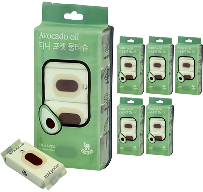 영수산업카멜 아보카도오일 미니포켓 물티슈, 48개, 8매