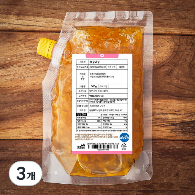 봄봄푸드 복숭아청, 500g, 3개