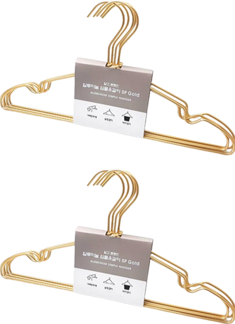 선우랜드 심플 알루미늄 옷걸이, 골드, 10개