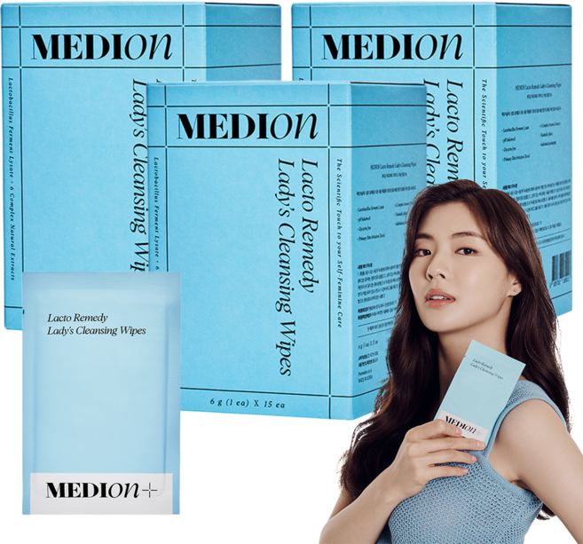 메디온 락토리메디 휴대용 레이디스 청결 티슈, 3개, 90g
