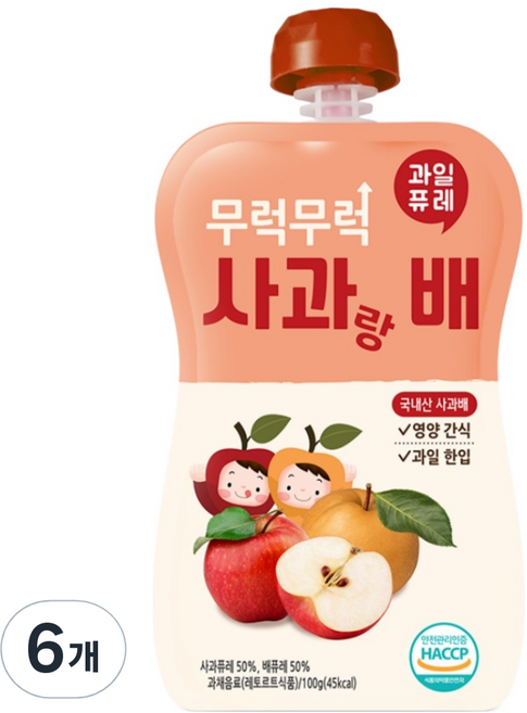 이유케어스 무럭무럭 과일퓨레, 사과배, 6개, 100g