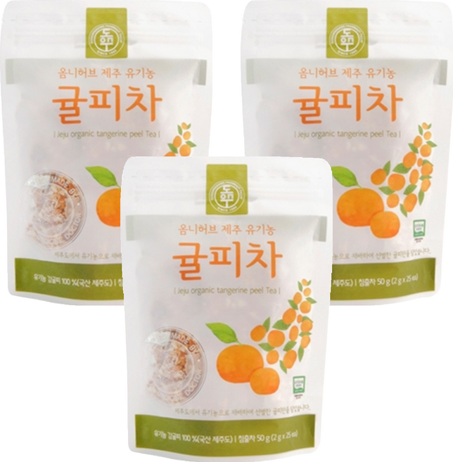 옴니허브 귤피차 파우치 전통차, 2g, 25개입, 3개