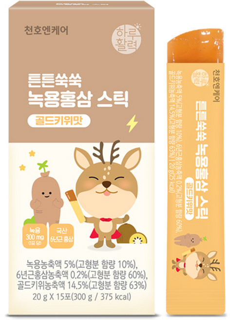 천호엔케어 유아용 튼튼쑥쑥 녹용홍삼 스틱 15p, 300g, 1개
