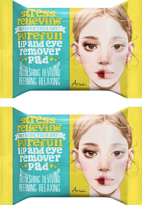 아리얼 스트레스 릴리빙 퓨어풀 립앤아이 리무버 패드 30p, 55g, 2개