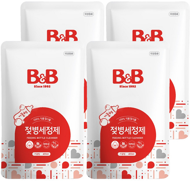 비앤비 젖병세정제 거품형 리필, 400ml, 4개