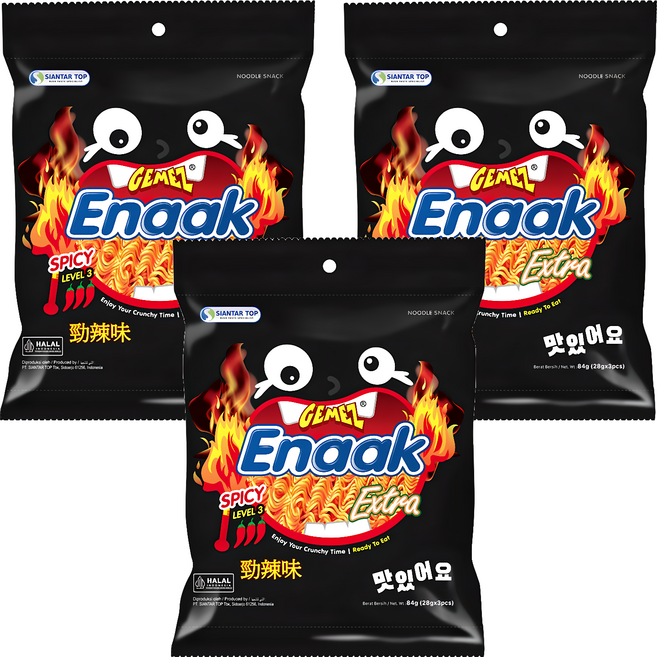 GEMEZ Enaak 韓式小雞麵 勁辣味, 84g, 3袋