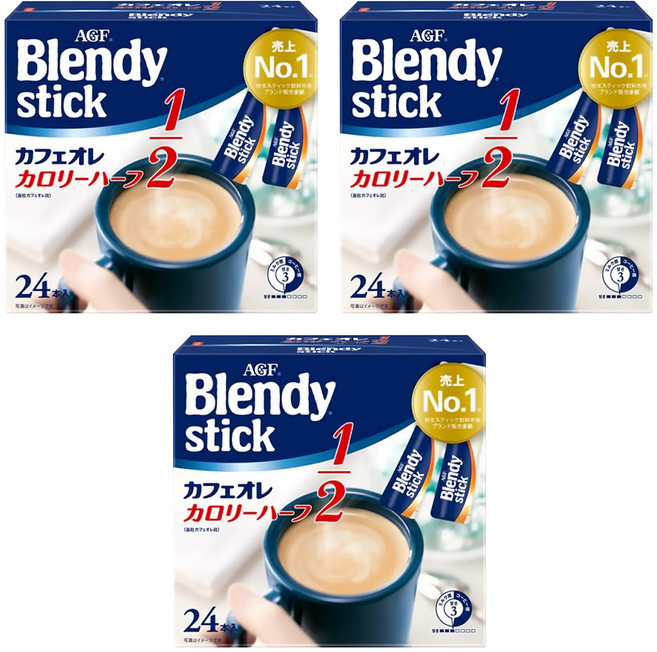 AGF Blendy 1/2低卡咖啡歐蕾, 5.4g, 24條, 3盒