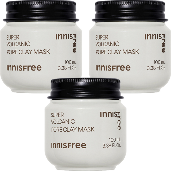 INNISFREE 台灣公司貨 超級火山泥毛孔潔淨面膜 100ml, 3罐, 1入