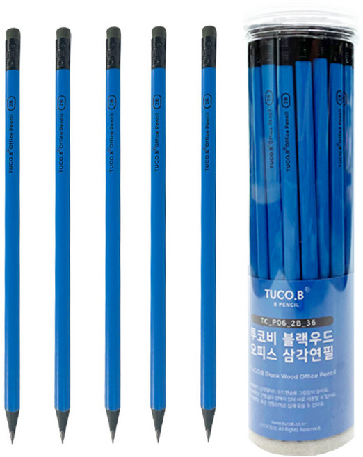 투코비 블랙우드 오피스 삼각연필 2B, 2B TC-P06, 36개