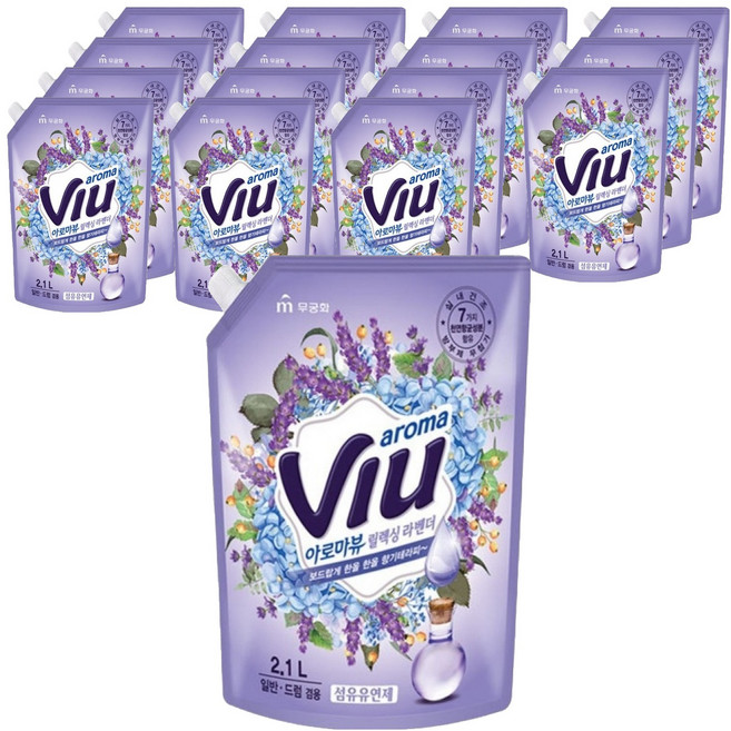 아로마뷰 섬유유연제 릴렉싱 라벤더 리필, 2.1L, 16개