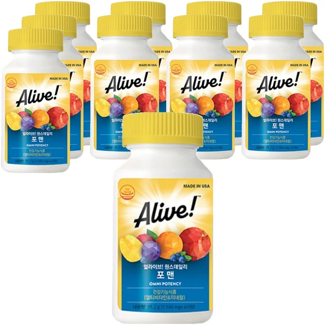 얼라이브 원스데일리 포 맨 멀티비타민, 60정, 10개 - 쿠팡