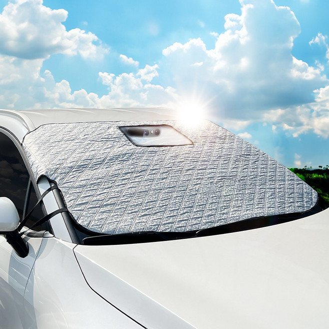 탐사 차량 내부 온도 상승 방지 햇빛가리개 블랙박스 앞유리용 + 보관용 가방(블랙박스 녹화가능)