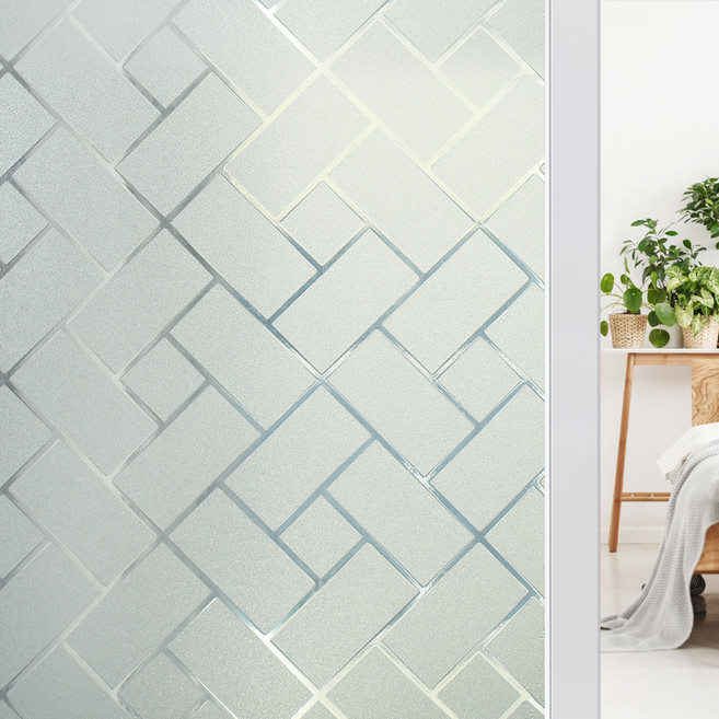 防窺抗UV無膠玻璃靜電貼, 斜方格