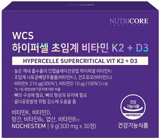 뉴트리코어 하이퍼셀 초임계 비타민 K2 + D3, 30정, 1개 - 쿠팡