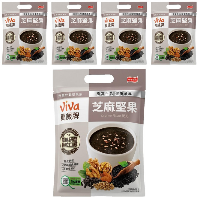 ViVa 萬歲牌 元氣什穀堅果飲 芝麻堅果, 28g, 12包, 5袋