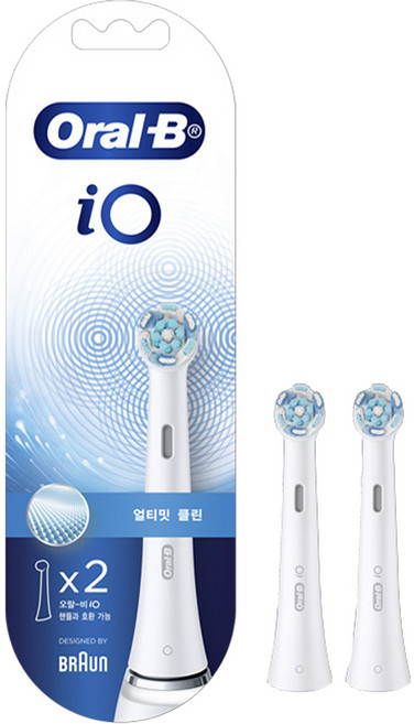 오랄비 iO 전동칫솔 리필모, 얼티밋클린, 화이트, 2개