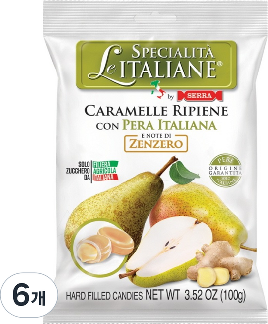 르스페셜리타이탈리안 세라 배필링 진저향 캔디, 100g, 6개