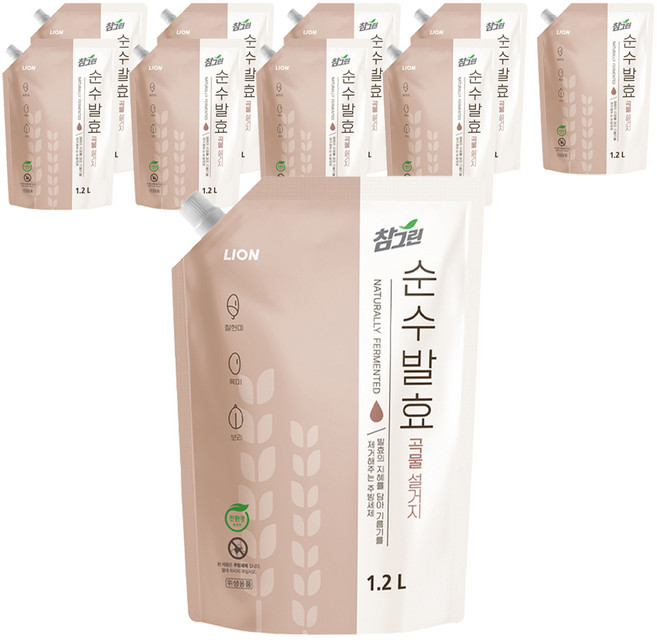 참그린 순수발효 곡물 설거지 주방세제, 1.2L, 10개