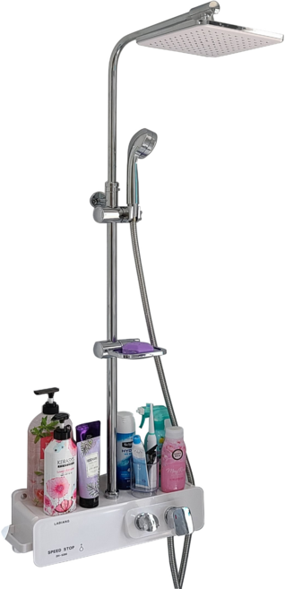 LABIANG 스피드 스탑 해바라기 샤워기 세트 선반형, 1개, 화이트