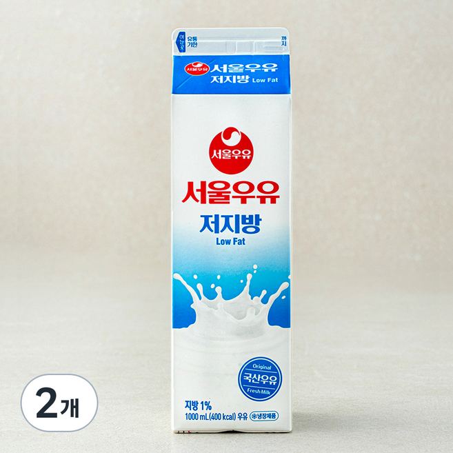 서울우유 저지방 우유, 1L, 2개