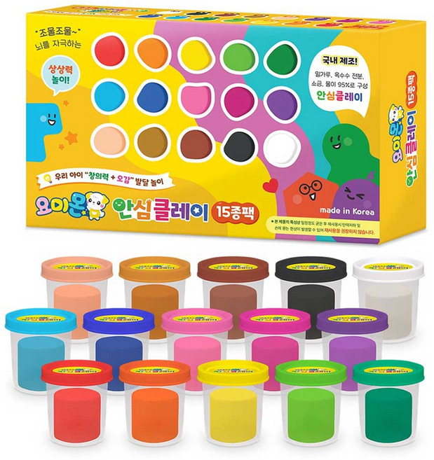 요미몬 안심클레이 15종 세트, 혼합색상, 750g, 1세트