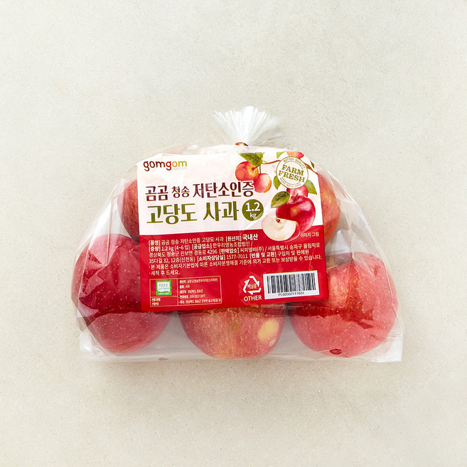 곰곰 청송 저탄소인증 고당도 사과, 1.2kg(소과), 1개
