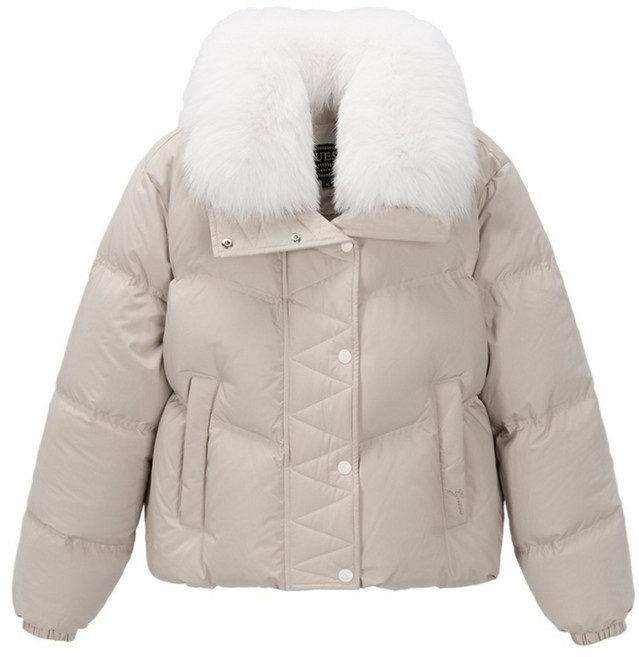 게스 여성용 페더라이트 폭스 퍼 숏다운 YO4W5872