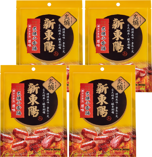 新東陽 炙燒小香腸 台式經典 鹹香夠味 獨立分裝, 100g, 4包