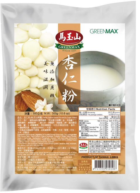 馬玉山 杏仁粉無添加蔗糖, 1包, 300g