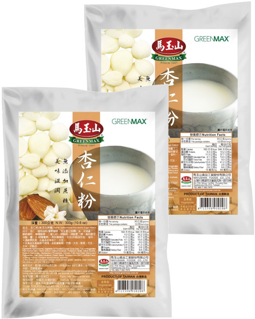 馬玉山 杏仁粉無添加蔗糖, 2包, 300g