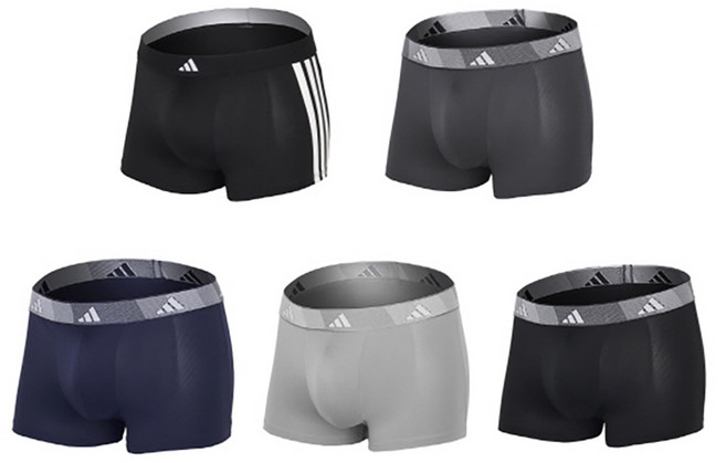 아디다스 남성용 블랙라인 부분메쉬 통기성 드로즈 팬티 5종 세트