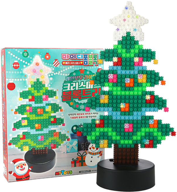MYTOYS 마이디폼블록 레인보우 라이트 크리스마스 블록트리, 혼합색상, 1개