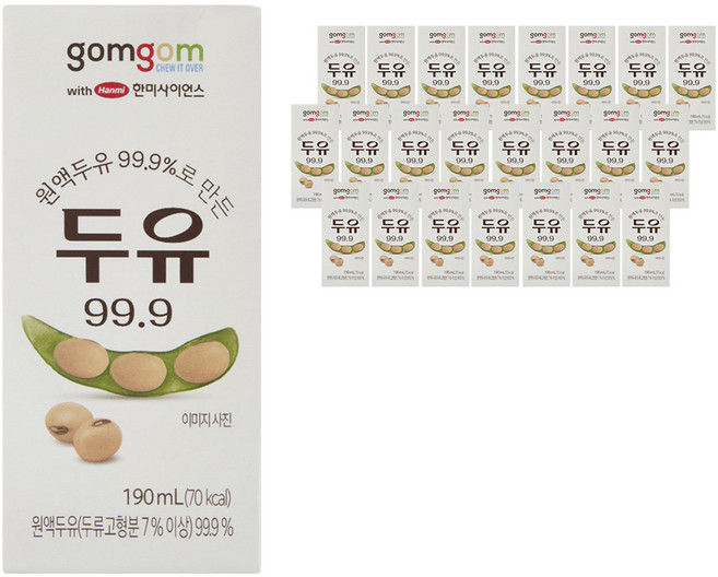곰곰 두유원액 99.9%로 만든 두유 99.9, 190ml, 24개