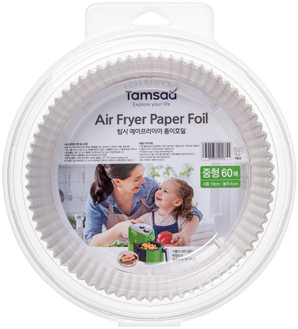 탐사 에어프라이어 종이호일 중형, 60개