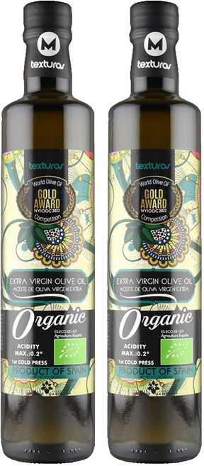 texturas 瑪伊娜有機100%冷壓初榨特級橄欖油, 500ml, 2瓶