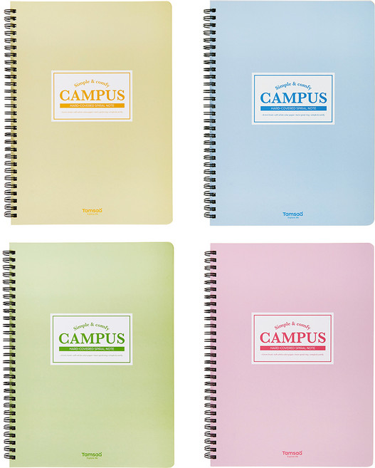 탐사 캠퍼스 파스텔 하드커버 스프링 노트 4종 세트, 핑크, 민트, 블루, 옐로우, 1세트