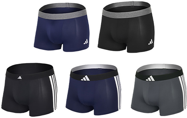 아디다스 NEW 리뉴얼 통기성 퍼포먼스 블랙라인 드로즈 팬티 5종 세트