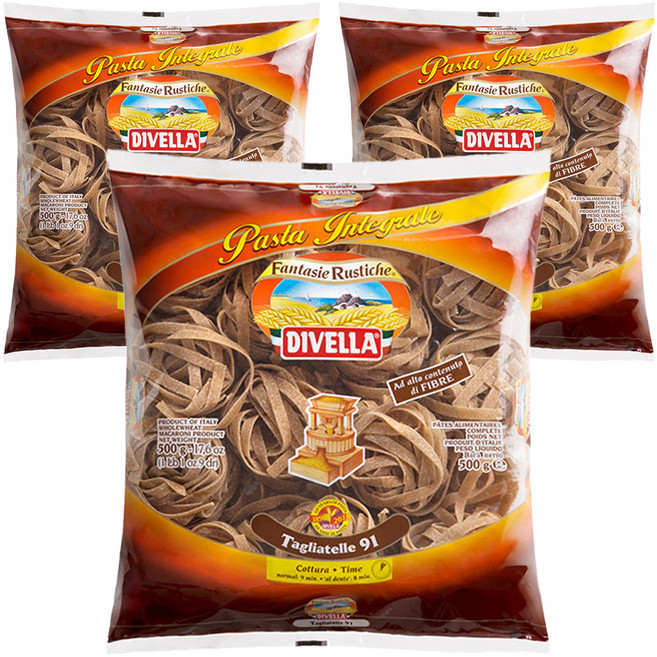 디벨라 통밀 딸리아뗄레 파스타, 500g, 3개